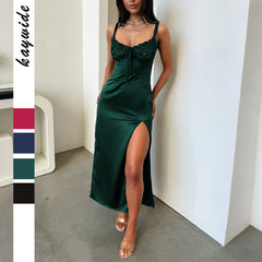 Red Lace - Trimmed Slip Dress