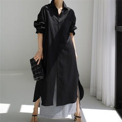 Minimalist Cotton Shirt Dress with Pocket