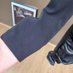 Ruched Faux-Leather Overlay Mini Dress