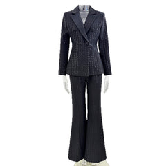 Pinstripe Double-Breasted Tailored Power Suit