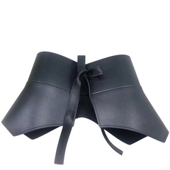 Black Leather Sculpted Waist Corset Belt