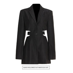 Single-Breasted Blazer with Waist Cut-Out Details