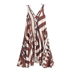 Abstract Print V - Neck Dress