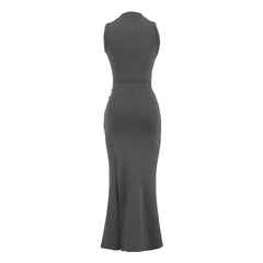 Grey Tie - Waist Bodycon Gown