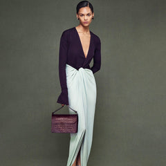 Long Sleeve Twisted Waist Two-Tone Maxi Dress