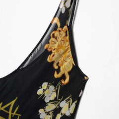 Floral Print V - Neck Holiday Dress