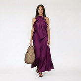 Sleeveless Bodycon Midi Dress with Side Cut-Out and Ruching