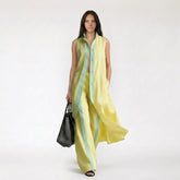 Sleeveless Long Vest and Wide-Leg Trousers Set with Trim