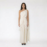One-Shoulder Grecian Style Draped Maxi Dress