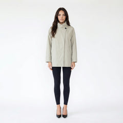 Casual Stand Collar Three-Quarter Length Coat