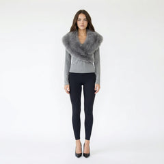 Soft Knit Top with Oversized Faux Fur Neckline