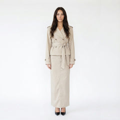 Trench Coat Style Skirt Suit Set
