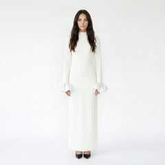 Floral Sleeveless Bodycon Long Dress with Beaded Accents