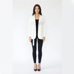 Punk Rock Studded Blazer with Long Belt Detail