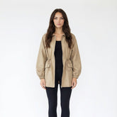 Zip-Up High-Neck Drawstring Waist Jacket