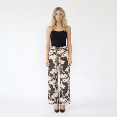 Cow Print High Waisted Wide Leg Jeans
