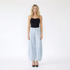 Panelled Light Wash Balloon Jeans