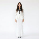 Two-Piece Floral Lace Peplum Jacket and Mermaid Maxi Skirt Set