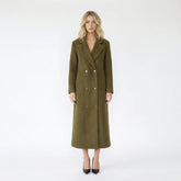 Double-Breasted Notched Lapel Maxi Overcoat