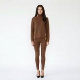 Asymmetric Zip Mock Neck Sweater and Leggings Knit Set