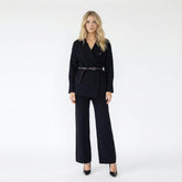 Belted Knit Cardigan and Wide-Leg Trousers Two-Piece Set