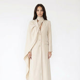 Tailored Trench Coat with Draped Scarf Detail