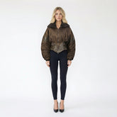 Contrast-Trimmed Bomber Jacket with Faux-Fur Collar