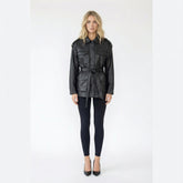 Belted Faux-Leather Safari Jacket