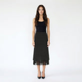 Polka Dot Mesh Layered Midi Skirt