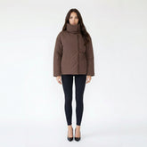 Wrap-Front Padded Puffer Jacket with Side-Tie Detail