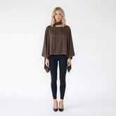 Asymmetric Rhinestone-Trimmed Scarf Neck Poncho