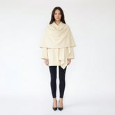 Draped Front Cape Coat with Scarf Detail
