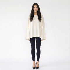 Oversized Boat Neck Drop-Shoulder Knit Sweater