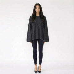 Oversized Boat Neck Drop-Shoulder Knit Sweater