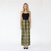 Plaid Wide Leg High Waisted Trousers