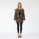 Plaid Knit Cardigan with Matching Scarf