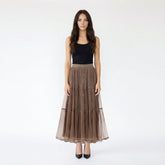 Tiered Sheer Mesh Maxi Skirt