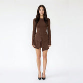 Long Sleeve Top and Asymmetric Mini Skirt Set
