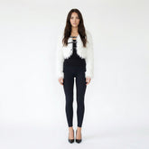Shaggy Faux Fur Buckle-Front Bolero Jacket