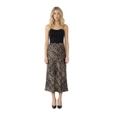 Leopard Print Satin Midi Skirt