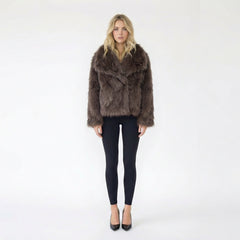 Oversized Faux Fur Lapel Jacket