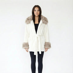Contrast Faux Fur Trim Jacket