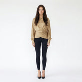 Satin Ruched Wrap Blouse