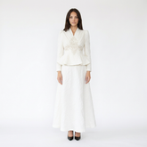 Ruffle Lace-Up Peplum Top with Sheer Layered Skirt Set