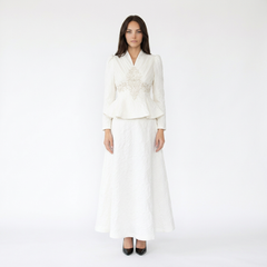 Ruffle Lace-Up Peplum Top with Sheer Layered Skirt Set