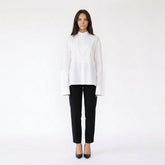 Mandarin Collar Shirt with Oversized Statement Cuffs