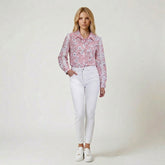 Floral Print Long Sleeve Blouse with Lace Detail