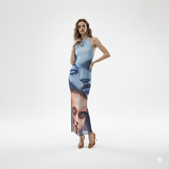 Artistic Halter Neck Maxi Dress