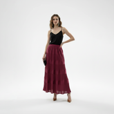 Elegant Pleated Satin - Layered Maxi Skirt