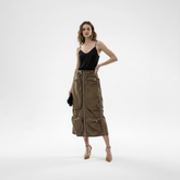 Multi-Pocket Parachute Skirt with Zipper Detail